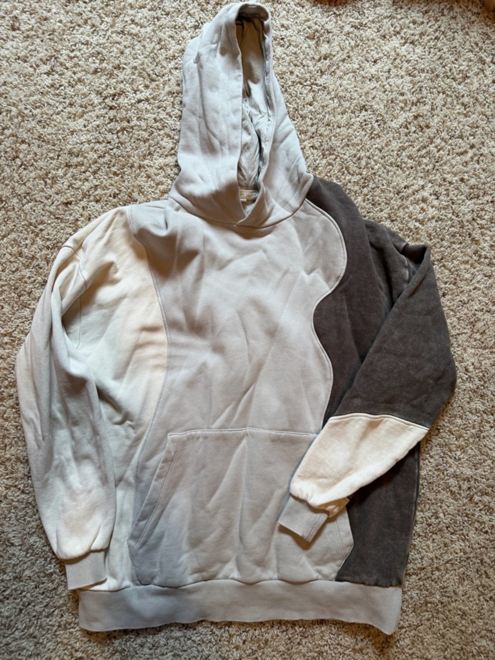 Gilded Intent Two-Tone Wave Hoodie in Light Gray, Dark Gray & Brown